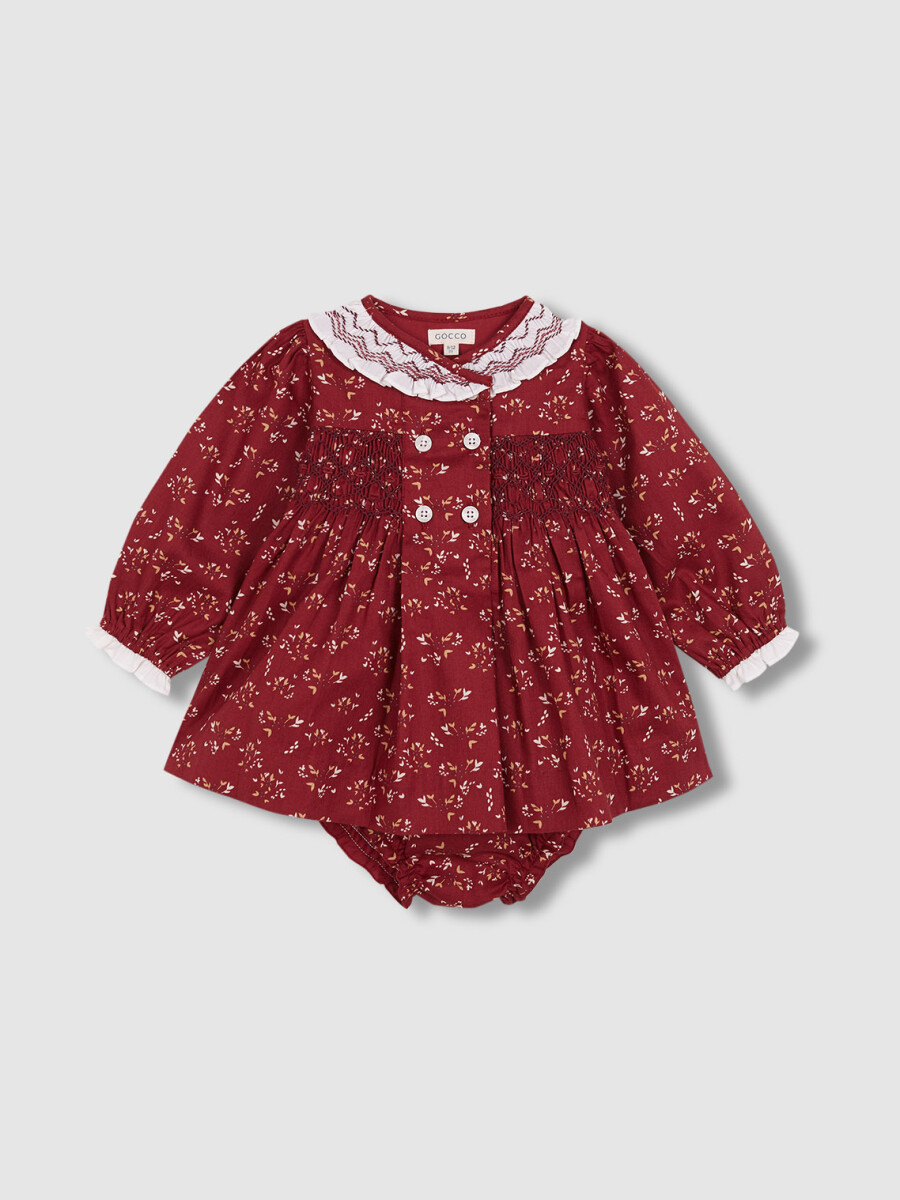 Vestido Smock Cuello Volante Caldera