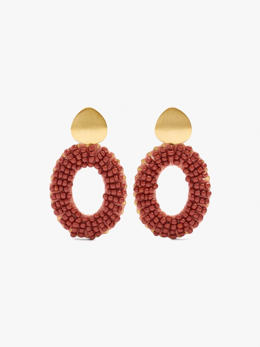 Pendientes De Aro Con Abalorios naranja