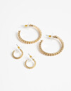 Aros Argollas Set Metal Set De Argolla Torzados Bañado En Oro - Dorado