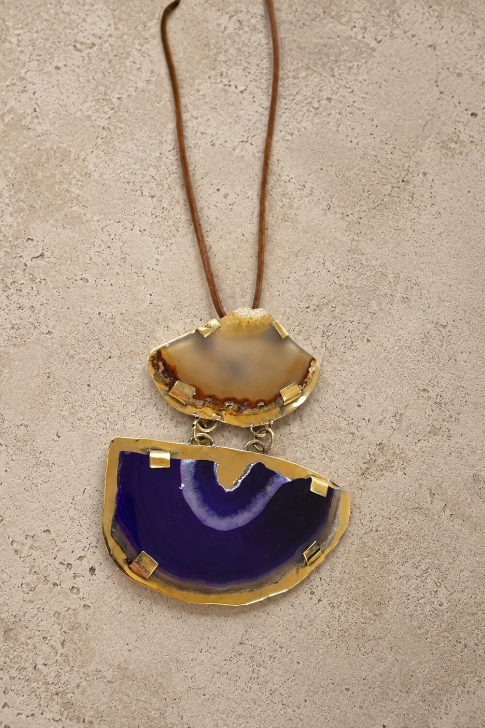 Cracked Necklace Violeta Y Gris