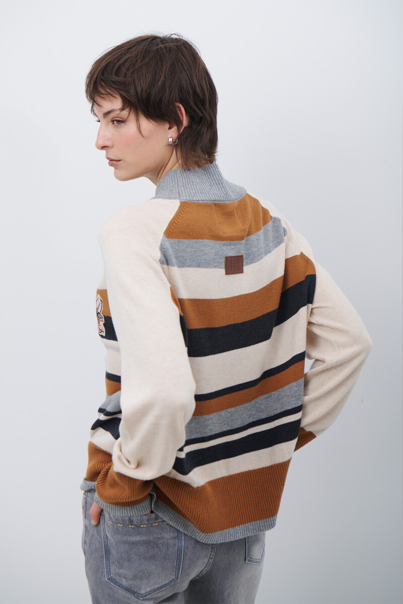 POLERA RAYA FLOR BEIGE