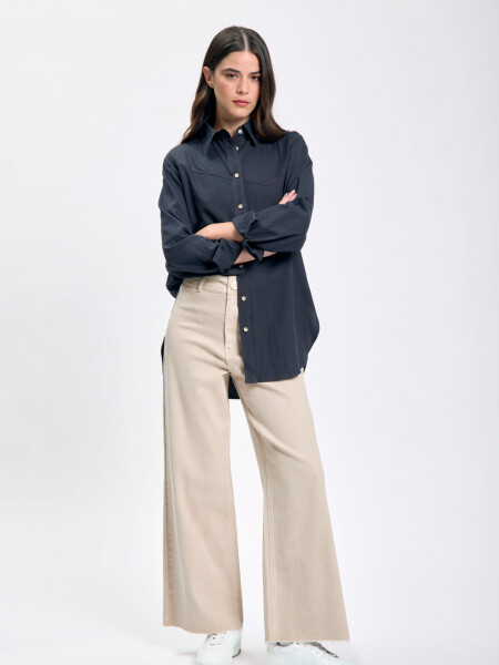 Pantalón jean ancho Beige