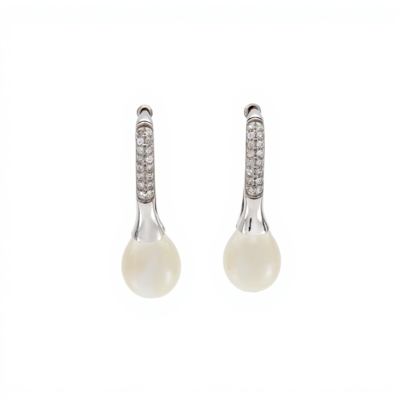Caravanas Perlas-Plata 925-Con Perla y Zirconia-CA3212 conperla