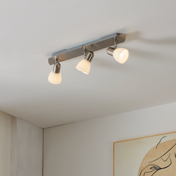 Aplique pared níquel 3xE14 pantalla vidrio opal EG6179