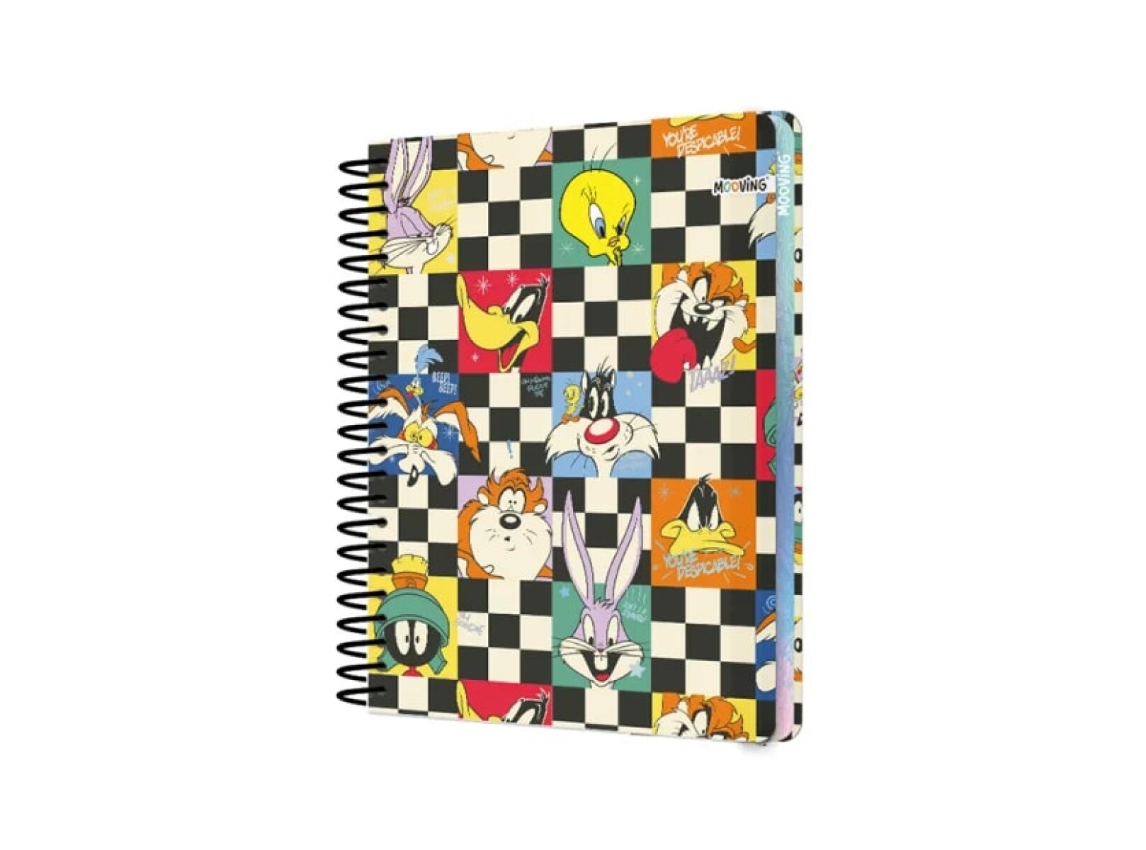 Cuaderno Mooving Premium 1/2 Oficio Looney Tunes - Diseño Ajedrez 