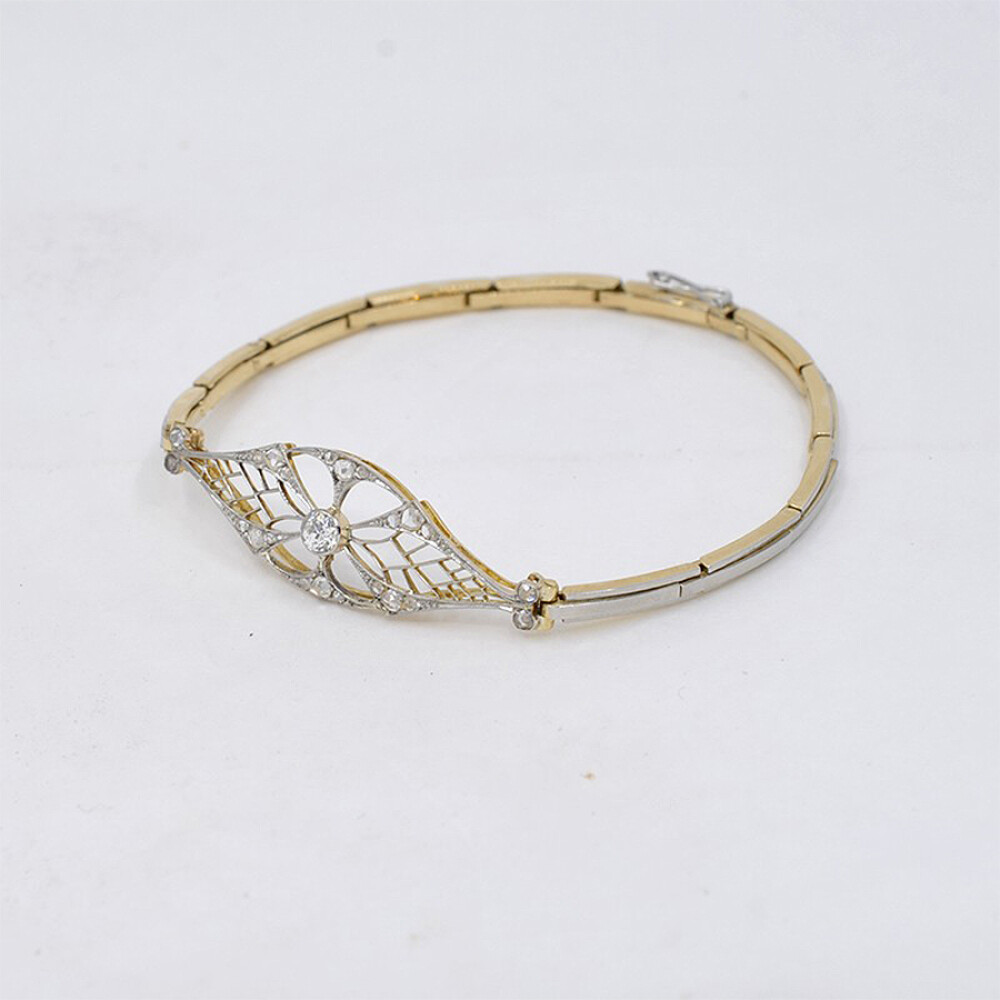 Pulsera Antigua En Oro 18K Y Diamantes Pulsera Antigua En Oro 18K Y Diamantes