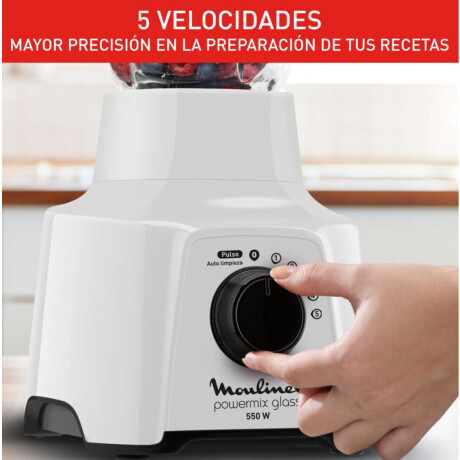 Licuadora Con Jarra De Vidrio Moulinex Powermix 5 Velocidades Color Blanco
