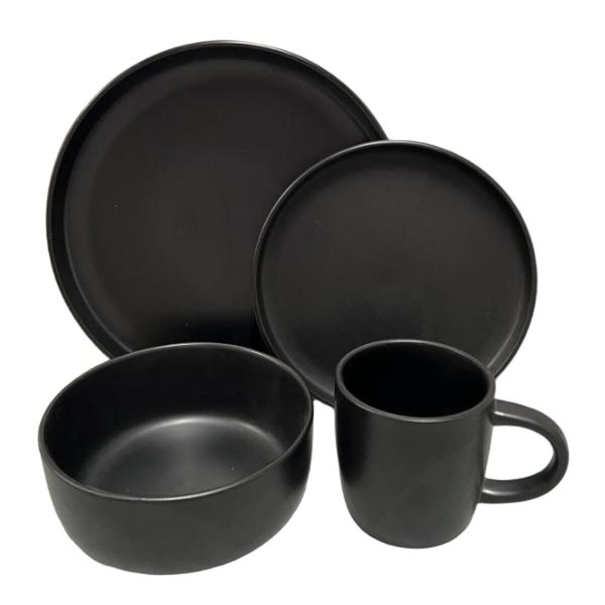 JUEGO VAJILLA 16PCS 27/20/15/350ML ALA RECT NEGRO 