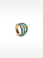 Anillo Efecto Triple Con Esmaltado multicolor