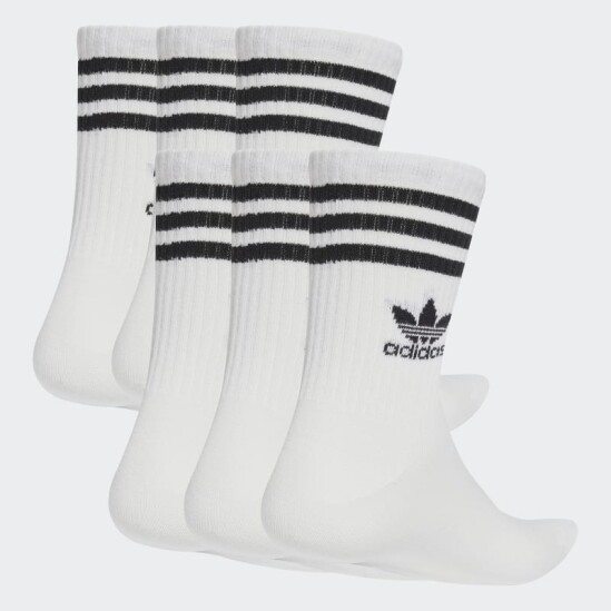 Medias Adidas Crew 3 Rayas 6 Pares Blanco