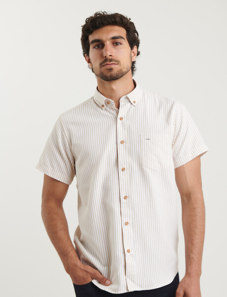 012575 CAMISA HARRINGTON LABEL Blanco/beige