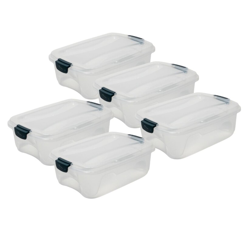 Set x5 caja organizadora 10 lts baja TRANSPARENTE