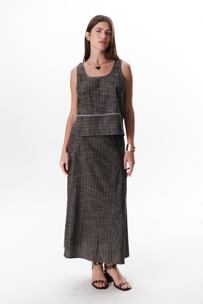 FALDA LINO RAYA NEGRO
