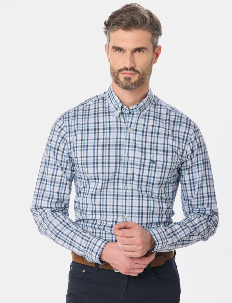 CAMISA CUADROS Celeste
