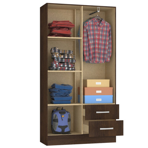 Ropero Armario 4 puertas 2 cajones con estantes y perchero 170 x 90 x 36 cm - Rustico Ropero Armario 4 puertas 2 cajones con estantes y perchero 170 x 90 x 36 cm - Rustico