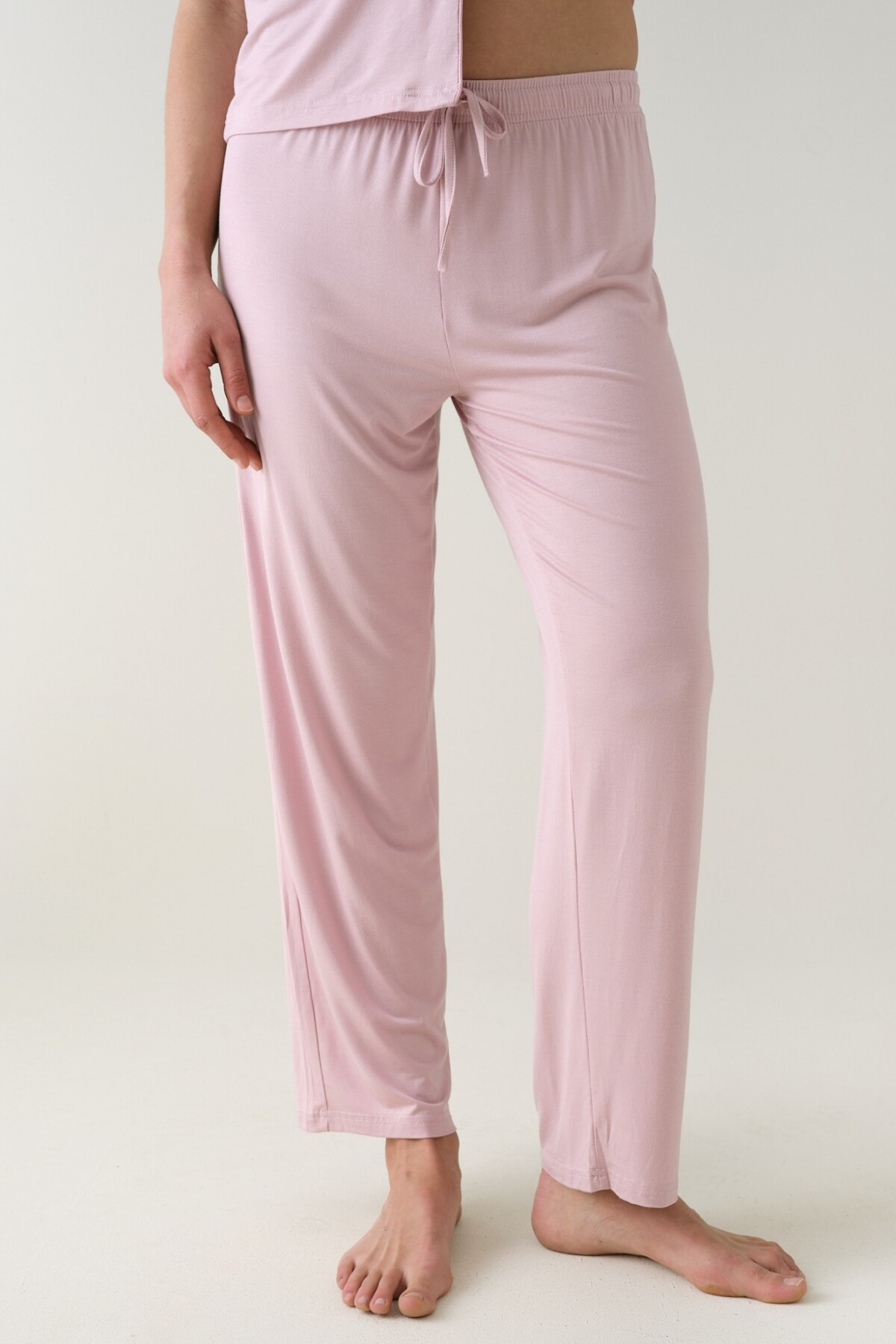 Pantalón Recto Viscosa Rosa Cuarzo