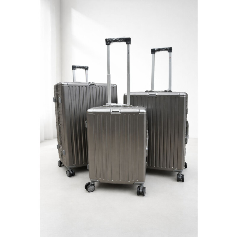Set de Valijas Rígidas x3 con Ruedas 360° – Equipaje de Viaje Gris Acero