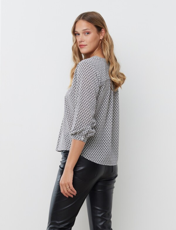 Blusa Escote V BLANCO/NEGRO