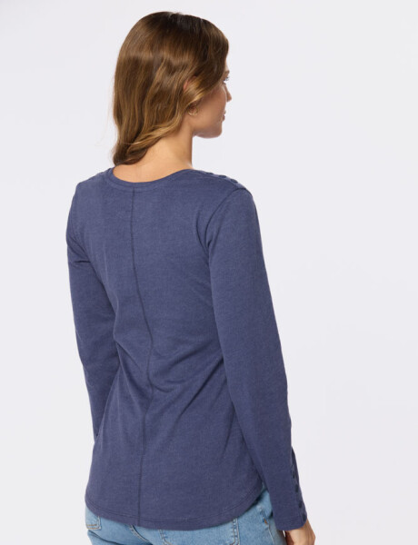REMERA LISA CON BOTONES Azul