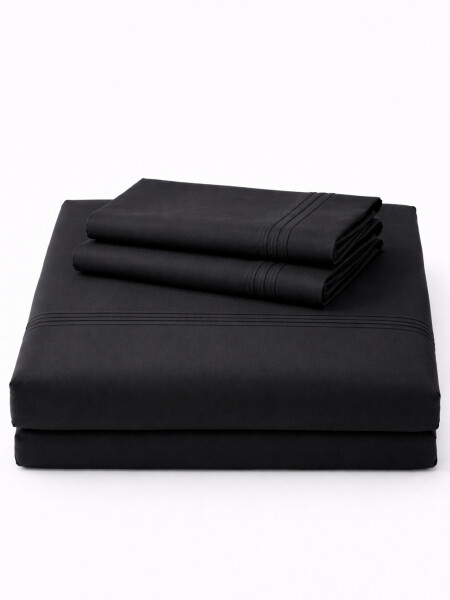 JUEGO DE SABANAS 2 PLAZAS EGYPTIAN NEGRO