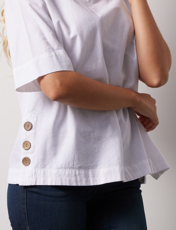 Blusa Algodon Botones BLANCO