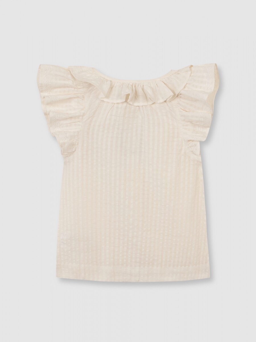 Camisa Con Cuello Y Manga Corta Con Caida Piedra