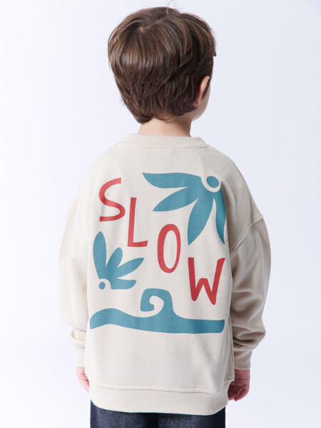 Buzo deportivo estampa Slow Beige