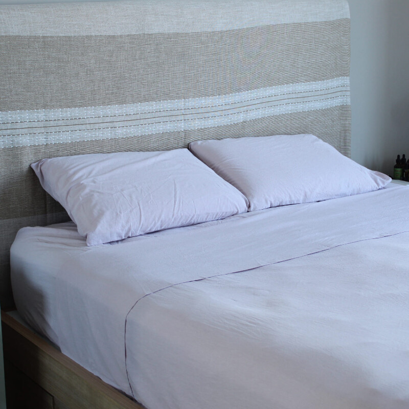 Juego de sábanas algodón queen lila