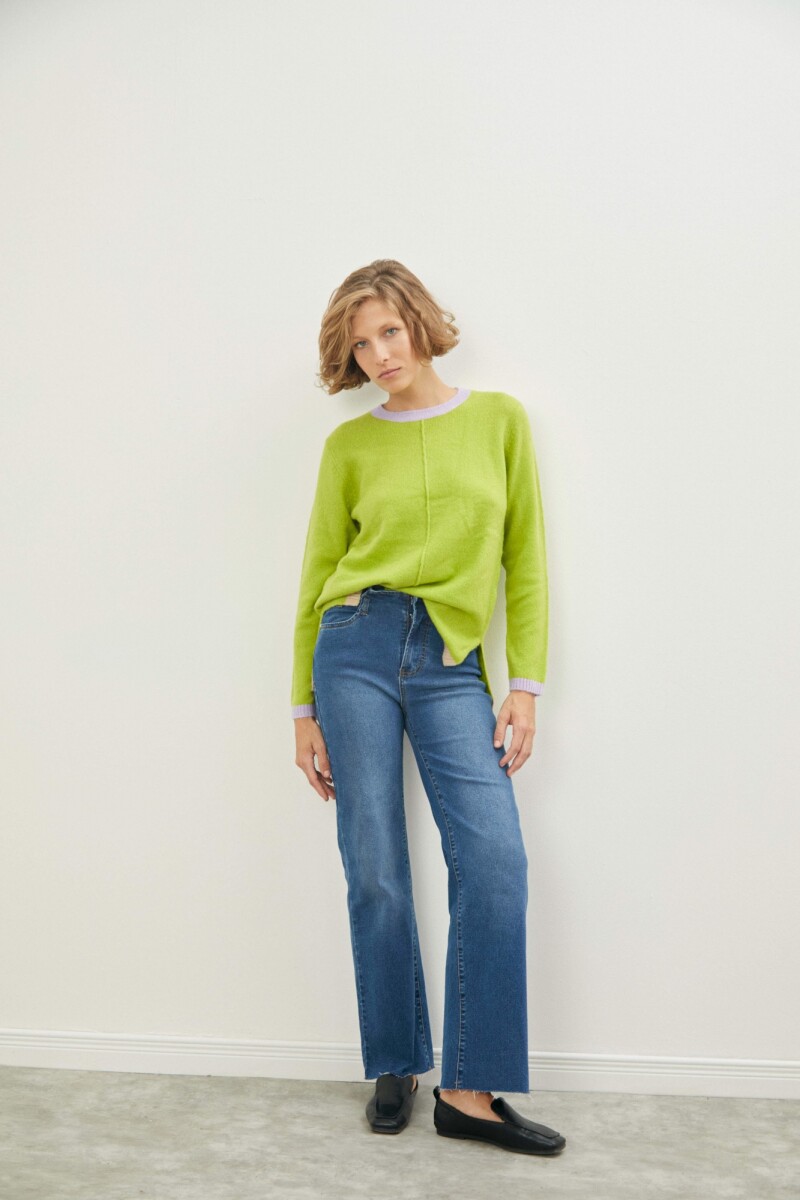 Sweater con vivo en contraste - verde manzana 