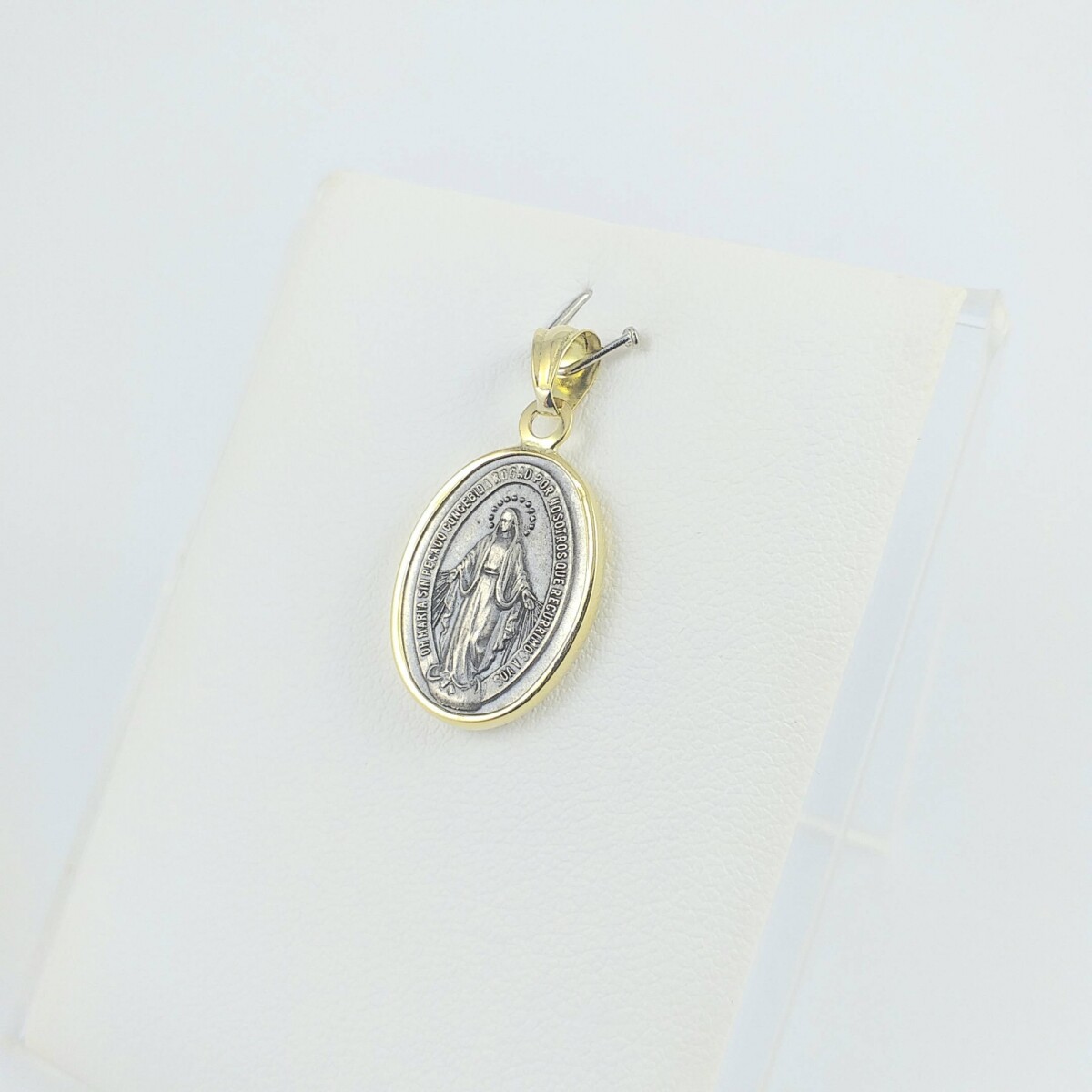 Medalla religiosa de plata 925 y oro 18Ktes, Virgen Milagrosa. 
