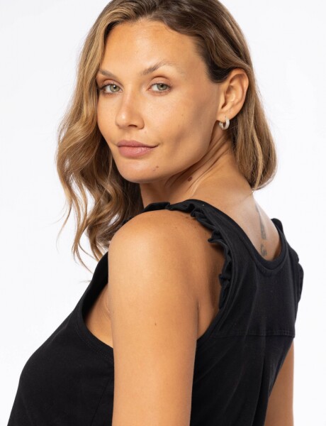 MUSCULOSA CON VOLADO Negro
