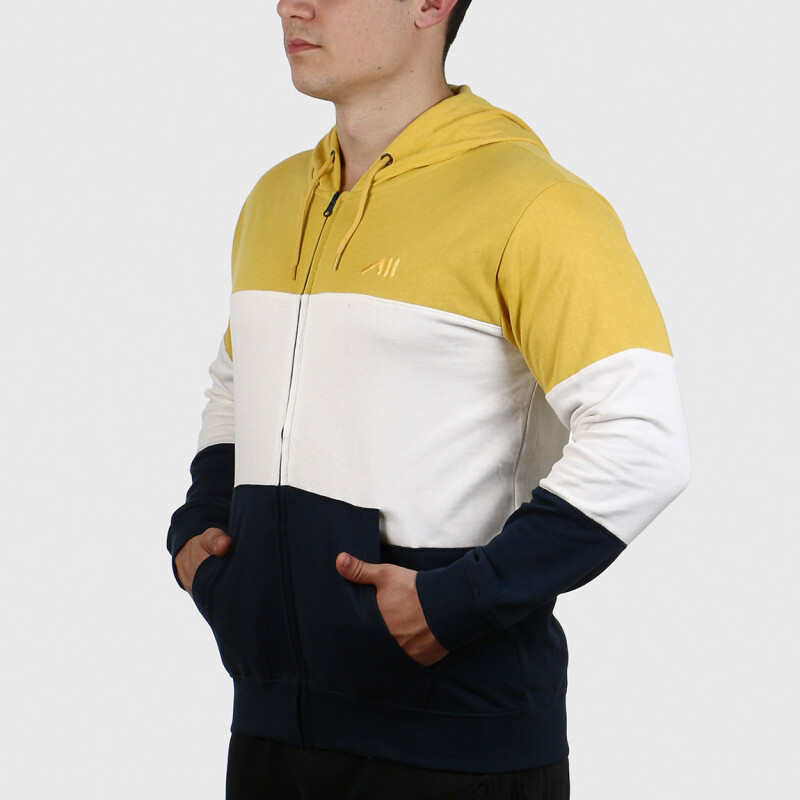 Austral MEN COTTON JACKET WITH HOOD- MUSTARD-NAVY Mostaza-Marino