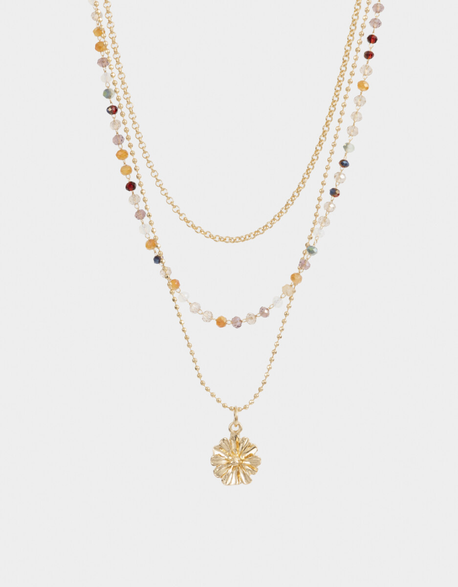 Collar Corto Multicadena Flor 
