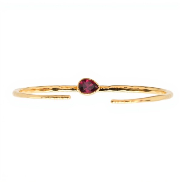 Brazalete Delhi -Plata rodinada con micra de oro 18k- Piedra Granate-BR2026 conpiedra
