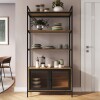Estanteria Alta 90x39x180 3 estantes miel c/negro y 2 puertas de Vidrio Estanteria Alta 90x39x180 3 estantes miel c/negro y 2 puertas de Vidrio