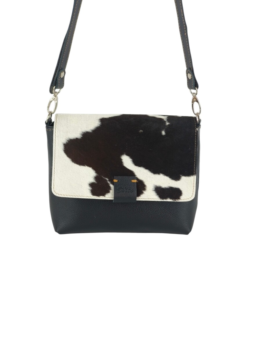 Morral con solapa combinado - Negro 