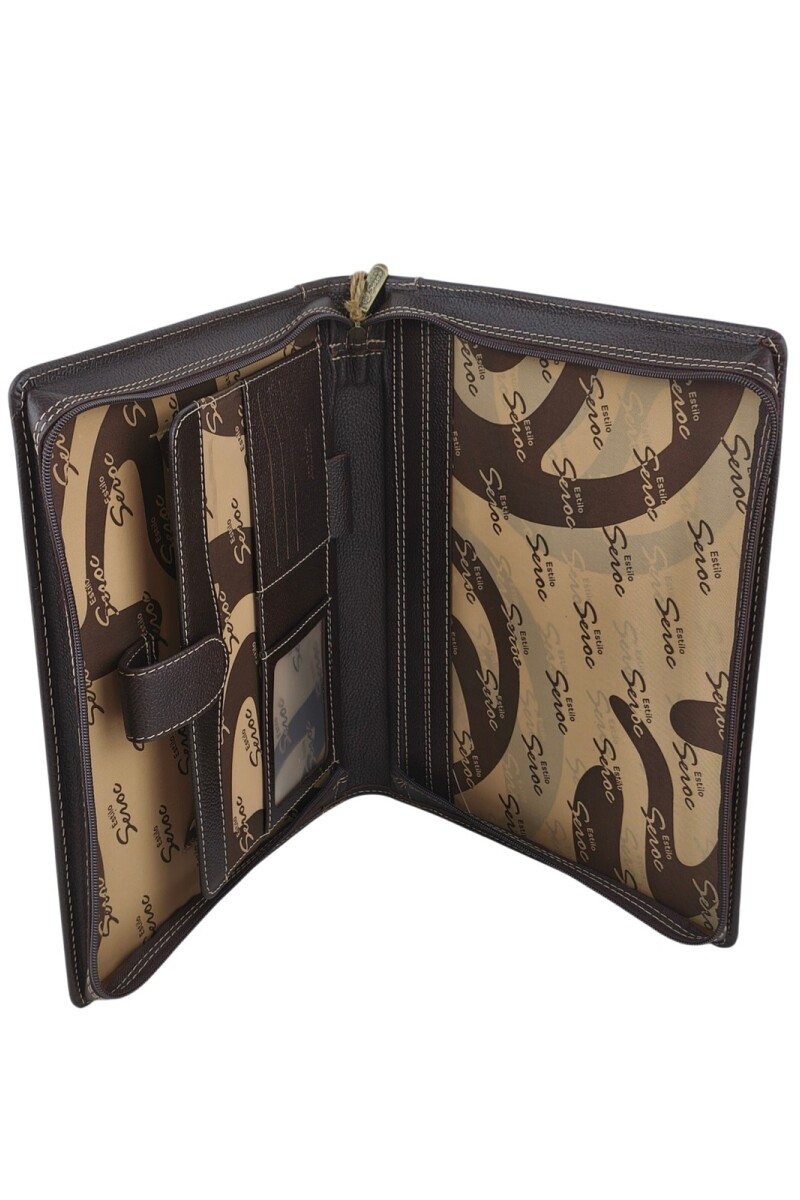 Dosier Mediano Profesional en cuero genuino Chocolate