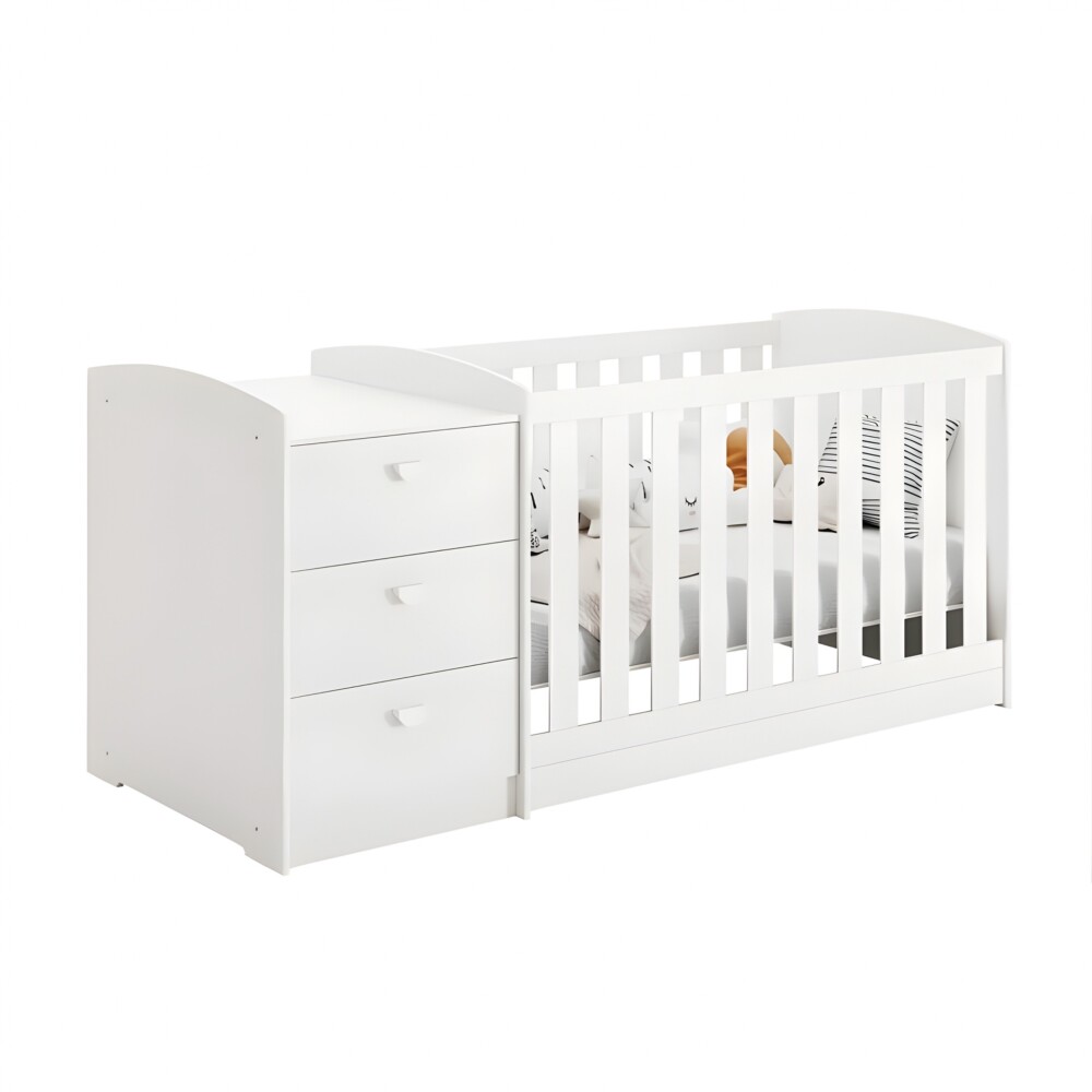 Cuna Convertible con Comoda Integrada 3 Cajones - Atlanta Blanco