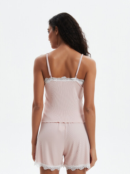 MUSCULOSA CON ENCAJE ROSA VIEJO