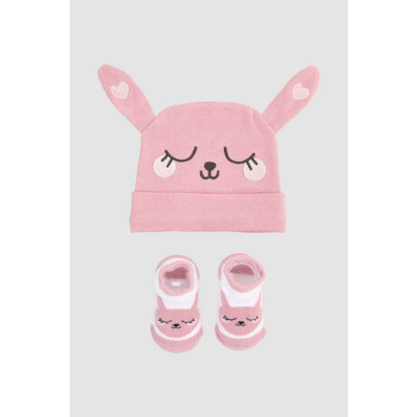 Set gorros escarpines algodon Rosado