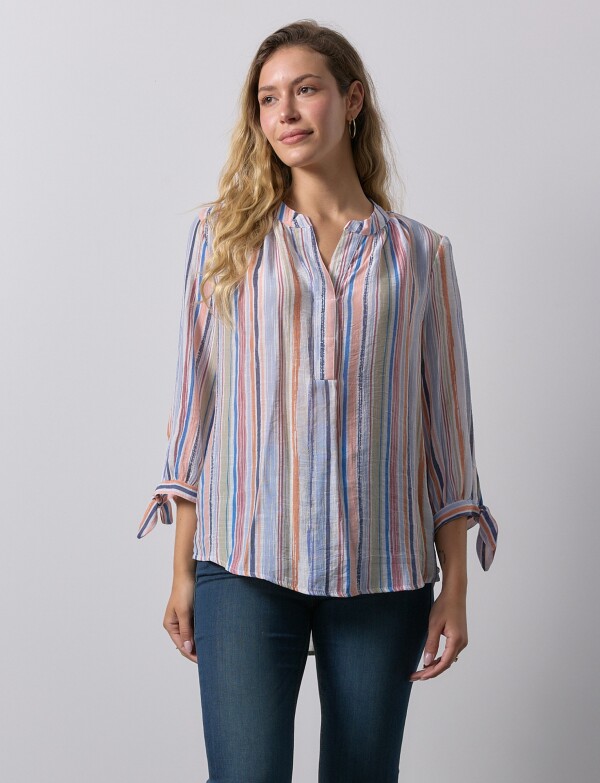 Blusa Lineas Mga Nudos MULTI/AZUL