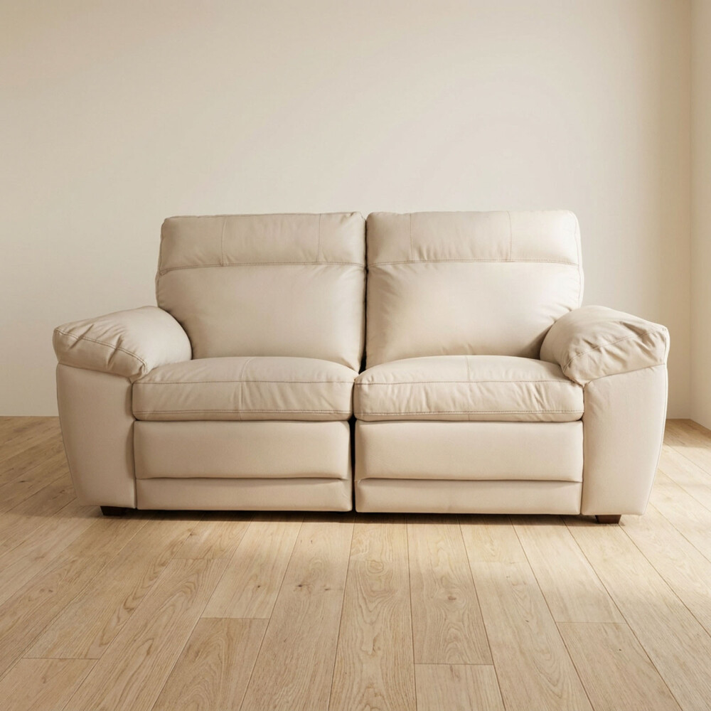 SOFÁ RECLINER 2 CUERPOS CUERO-100-NATURAL NATURAL-BEIGE IMPERIAL ARENA
