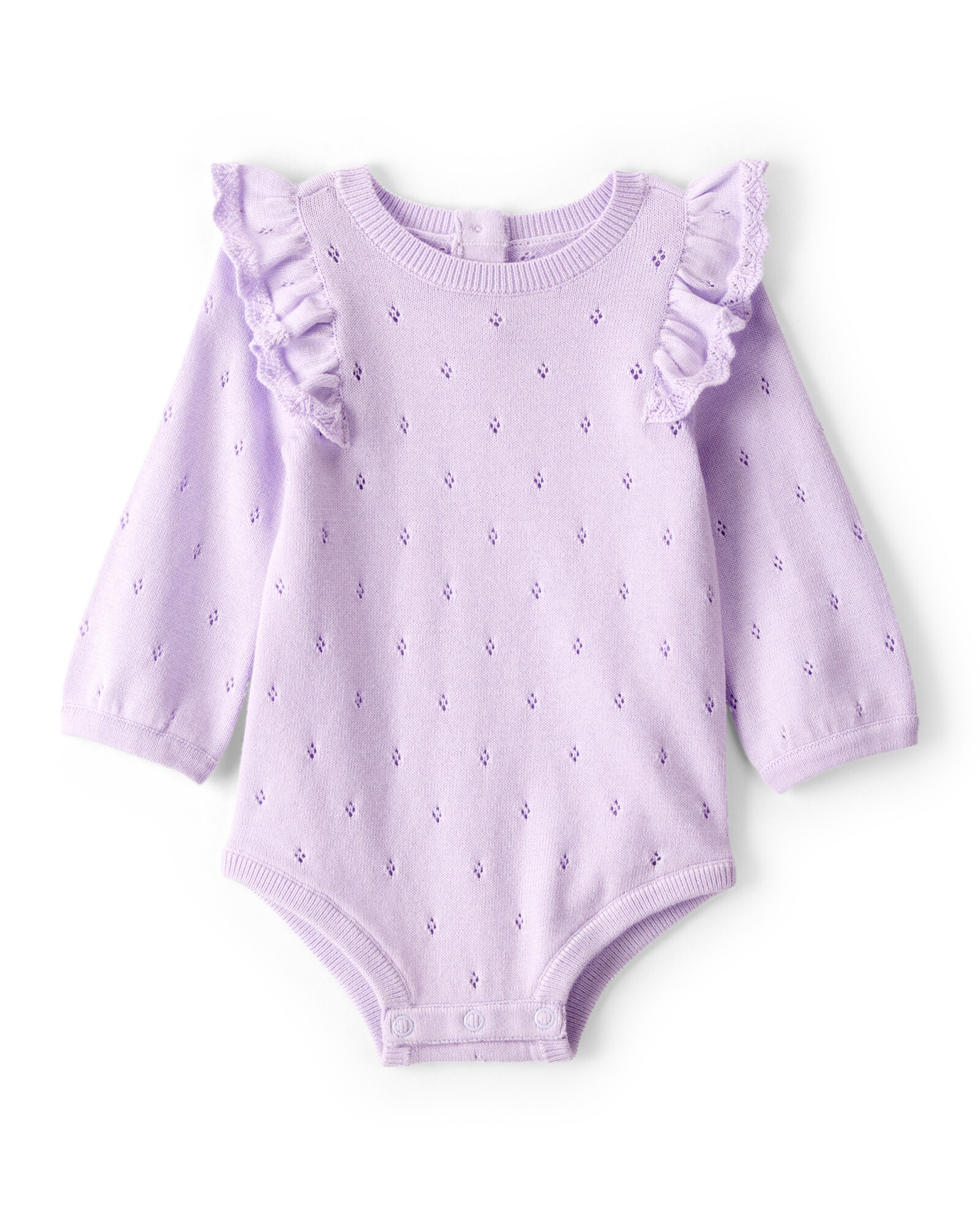 Body de algodón calado, manga con volados Sin color