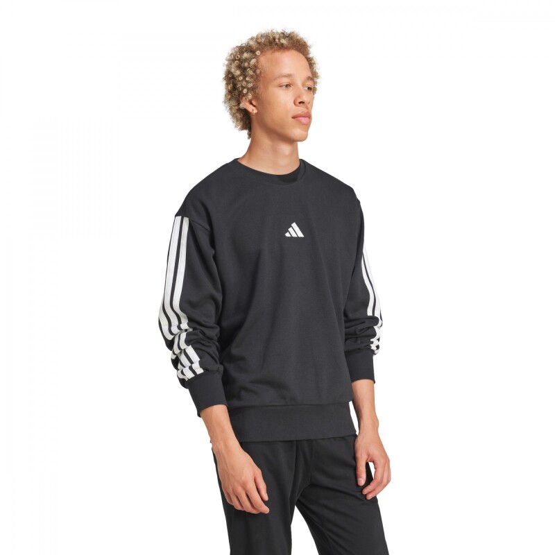 Abrigo Essentials French Terry 3-Stripes de Hombre Negro