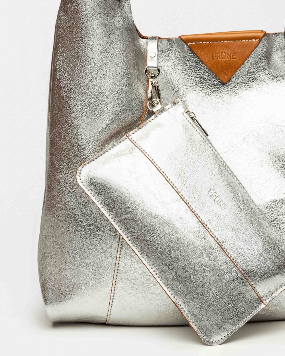 Bolso The Shopping en cuero graneado metalizado Metalizado