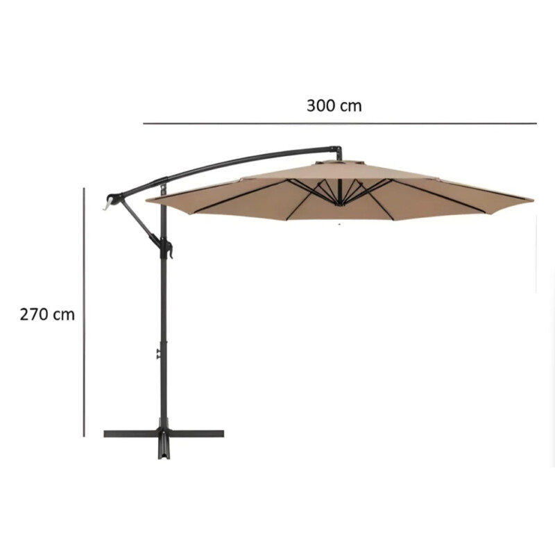 Sombrilla Banana Exterior Para Jardín Con Patas De Hierro Beige