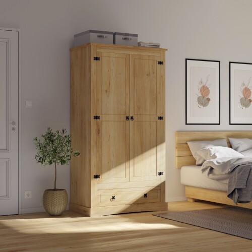Ropero 2 puertas 1 Cajón Madera - Linea Mexicana Natural