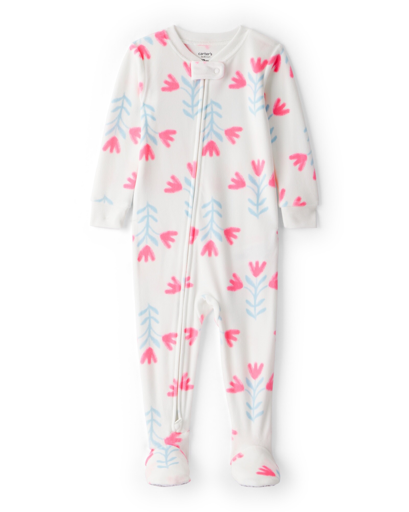 Pijama una pieza de DreamPlush, con pie, blanco, diseño floral Sin color