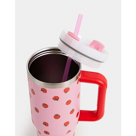 Vaso Alto Térmico Estampado Fucsia Medio