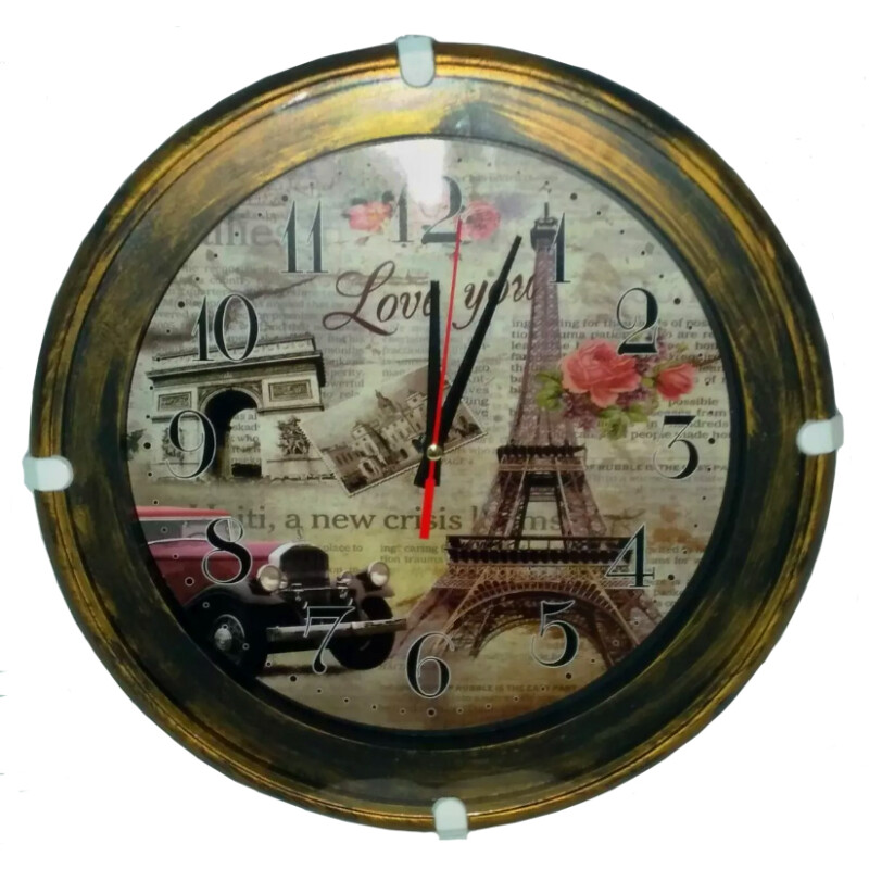 Reloj De Pared Redondo 30 Cm Fondo París Torre Eiffel Reloj De Pared Redondo 30 Cm Fondo París Torre Eiffel